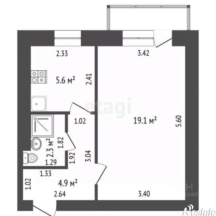 1-комн квартира ул Спартака, 7,  д. 7