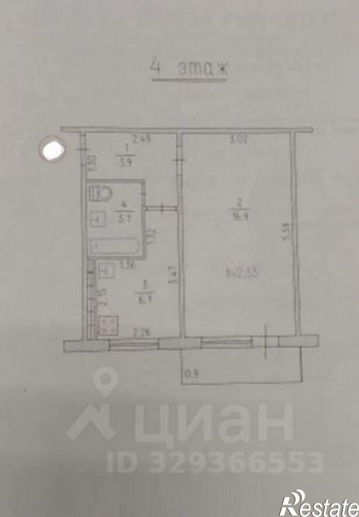 1-комн квартира ул Олега Кошевого, 19,  д. 19